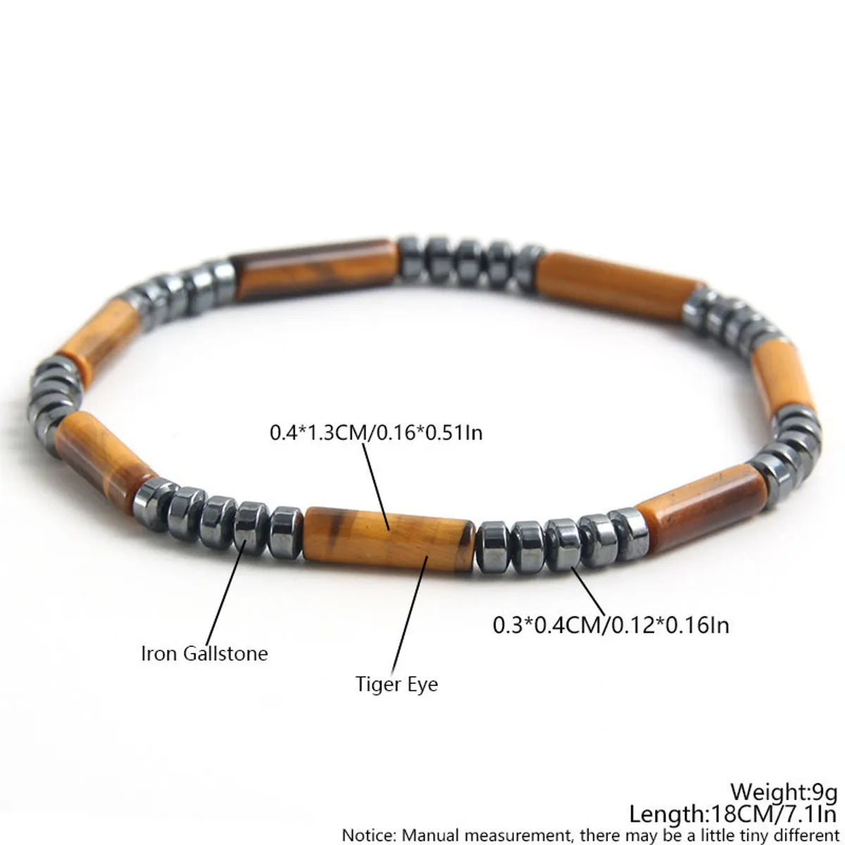 Casual Retro Geometric Natural Stone Tiger Eye Men'S Bracelets