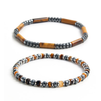 Casual Retro Geometric Natural Stone Tiger Eye Men'S Bracelets