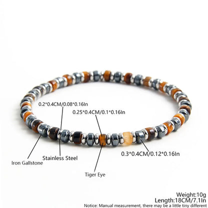 Casual Retro Geometric Natural Stone Tiger Eye Men'S Bracelets