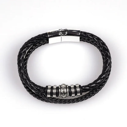 Casual Retro Geometric Pu Leather Rubber Metal Layered Men'S Bracelets