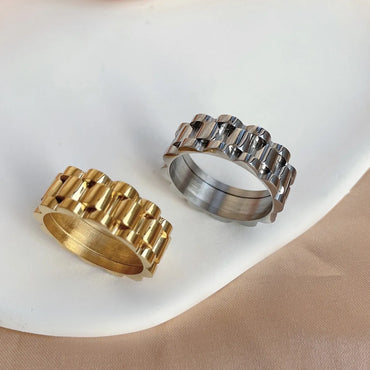 Casual Retro Geometric Stainless Steel Plating 18k Gold Plated Rings