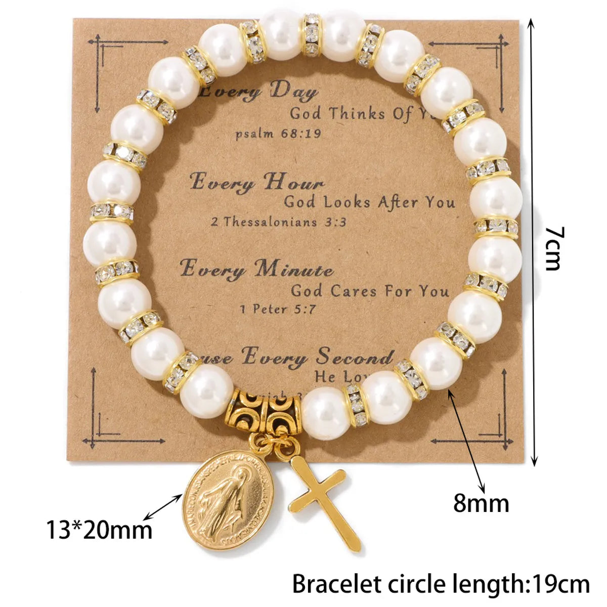 Casual Retro Human Cross Zircon 304 Stainless Steel Beaded Wholesale Bracelets