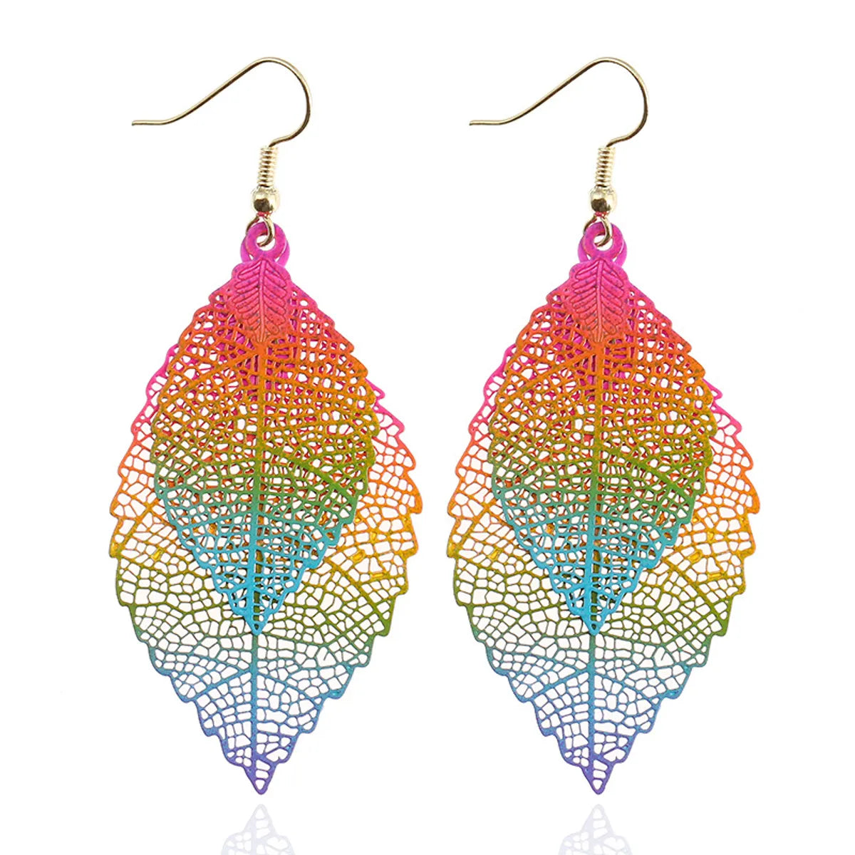 Casual Retro Leaves Metal Plating Hollow Out Women's Drop Earrings