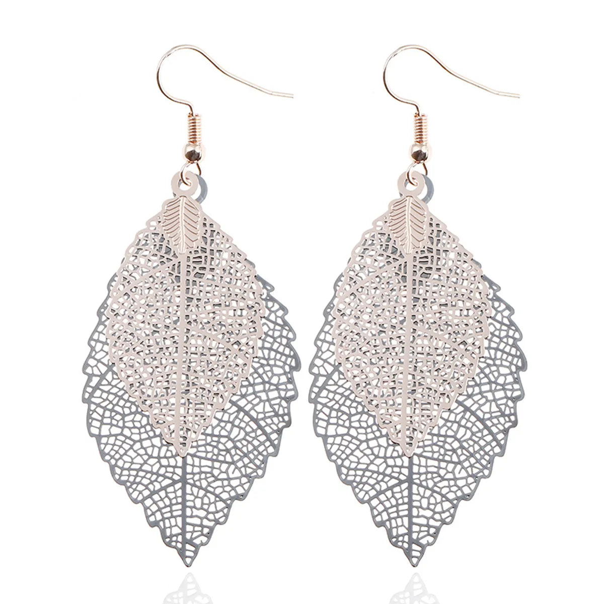 Casual Retro Leaves Metal Plating Hollow Out Women's Drop Earrings