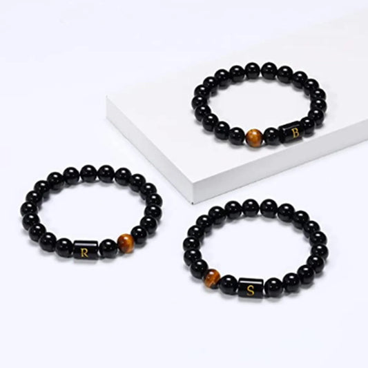 Casual Retro Letter Agate-like Beaded Couple Bracelets