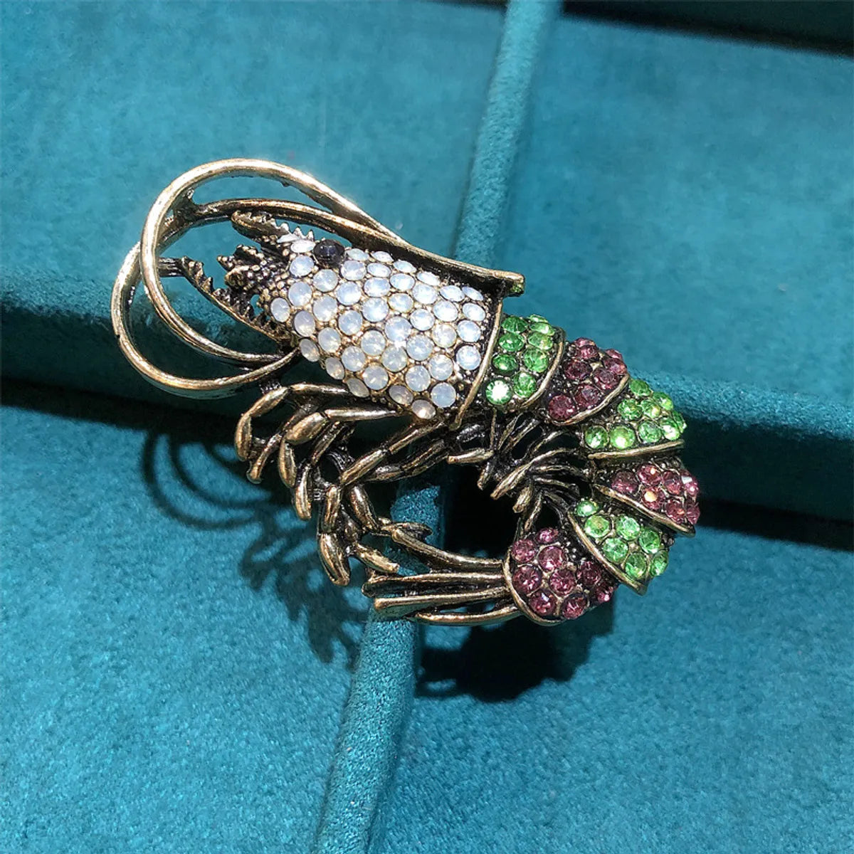 Casual Retro Lobster Alloy Plating Inlay Rhinestones Unisex Brooches