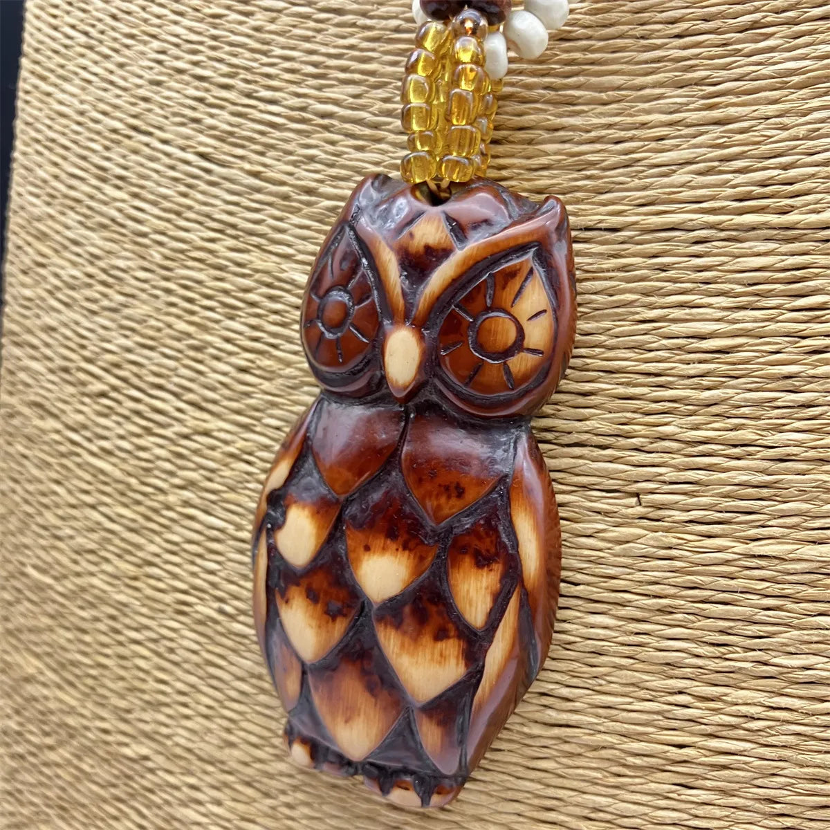 Casual Retro Owl Wood Resin Women's Long Necklace