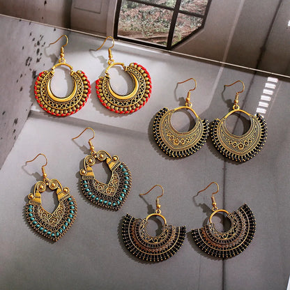 1 Pair Casual Retro Round Braid Hollow Out Alloy Drop Earrings