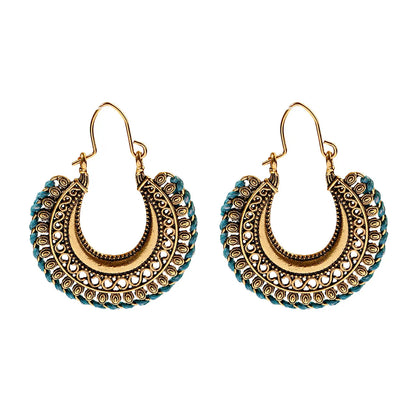 1 Pair Casual Retro Round Braid Hollow Out Alloy Drop Earrings