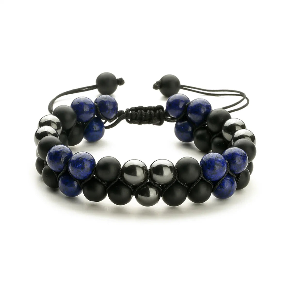 Casual Retro Round Color Block Beaded Natural Stone Bracelets