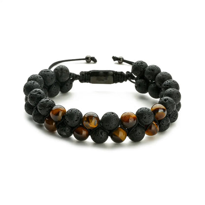 Casual Retro Round Color Block Beaded Natural Stone Bracelets