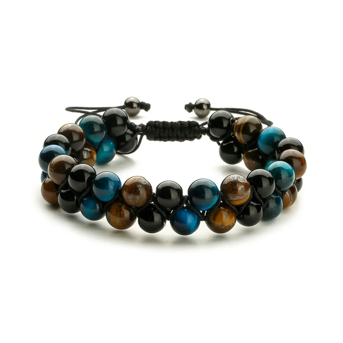 Casual Retro Round Color Block Beaded Natural Stone Bracelets