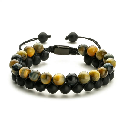 Casual Retro Round Color Block Beaded Natural Stone Bracelets