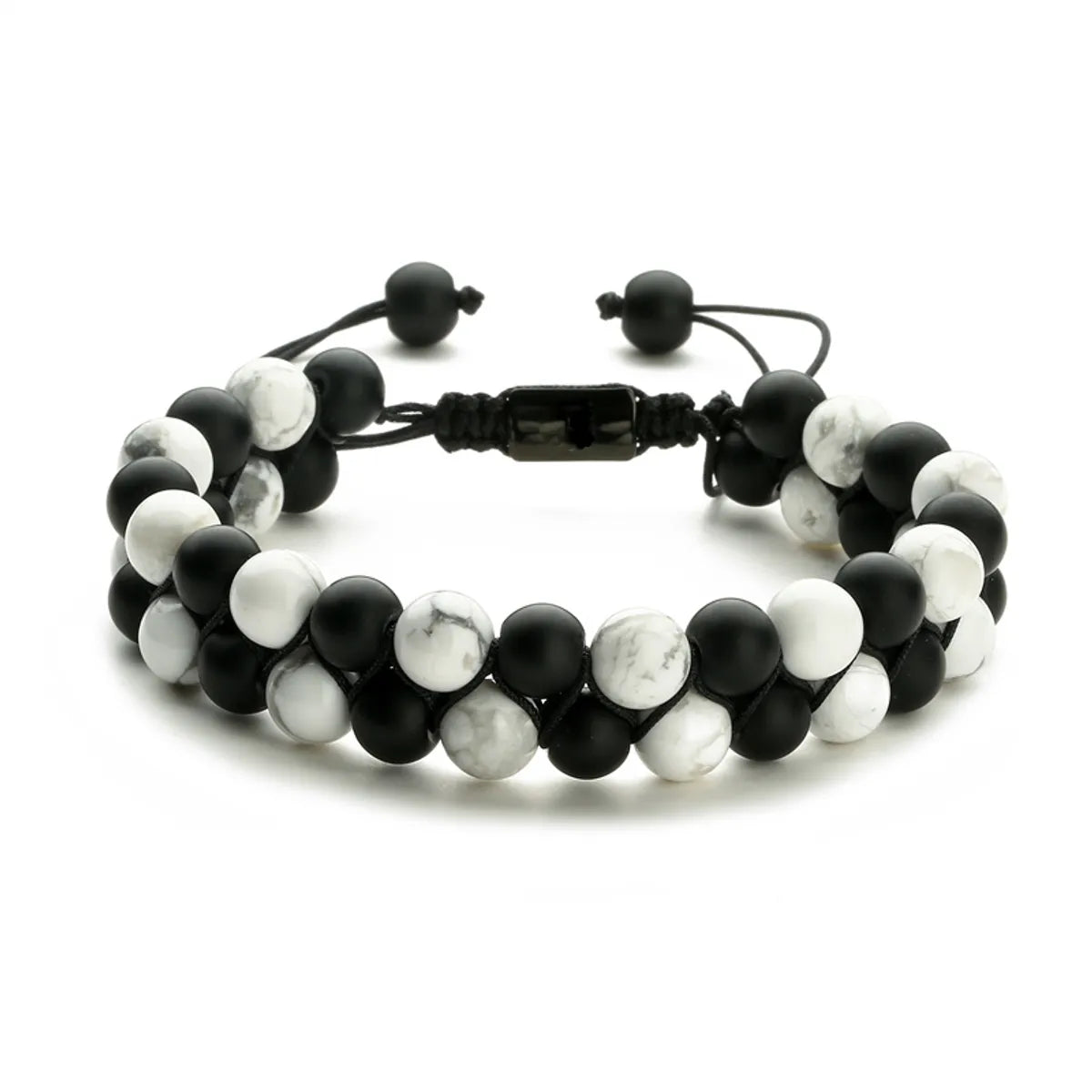 Casual Retro Round Color Block Beaded Natural Stone Bracelets