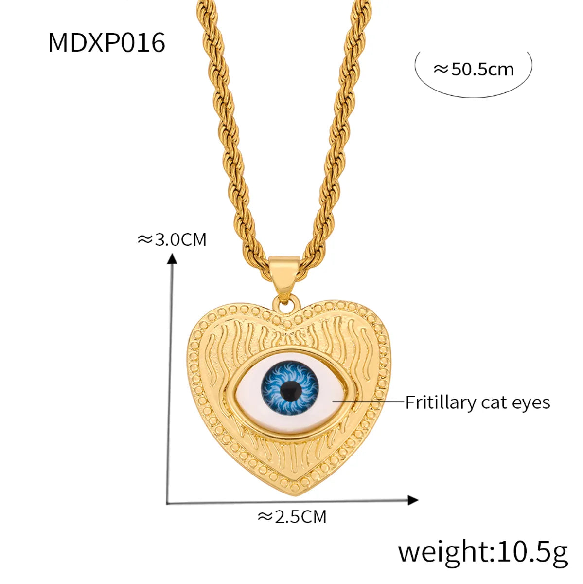 Casual Retro Round Heart Shape Eye 18K Gold Plated Rhinestones Shell Titanium Steel Wholesale Pendant Necklace