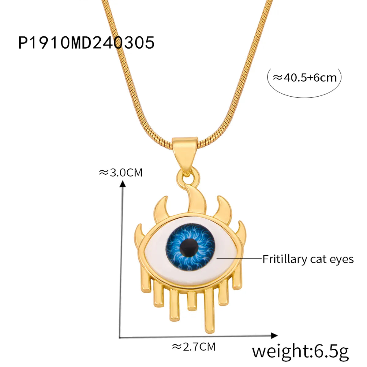 Casual Retro Round Heart Shape Eye 18K Gold Plated Rhinestones Shell Titanium Steel Wholesale Pendant Necklace