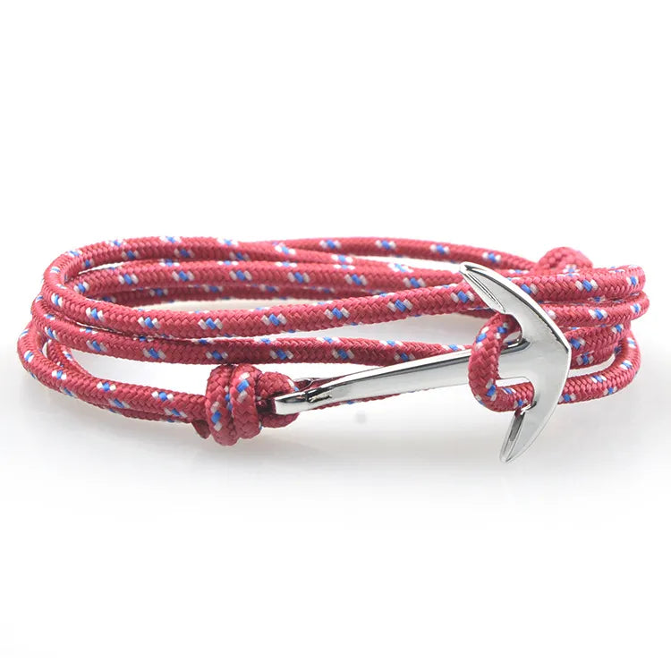 Casual Retro Simple Style Anchor Alloy Rope Layered Unisex Bracelets