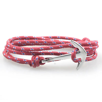 Casual Retro Simple Style Anchor Alloy Rope Layered Unisex Bracelets