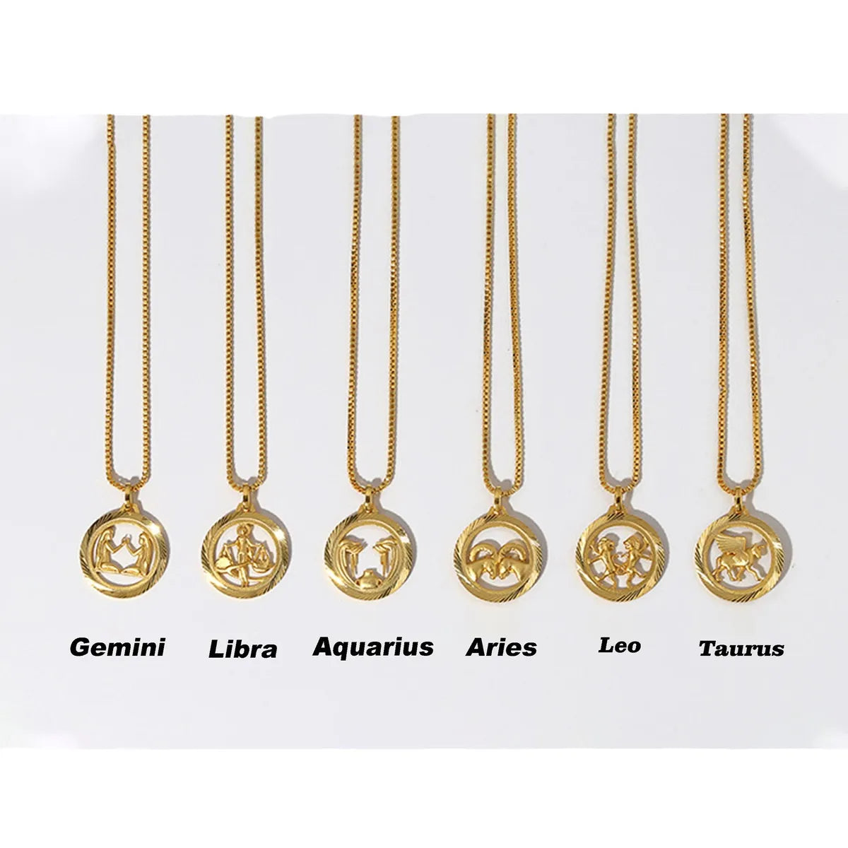 Casual Retro Simple Style Constellation Stainless Steel Plating Hollow Out Carving 18k Gold Plated Pendant Necklace