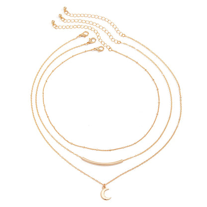 Casual Retro Simple Style Irregular Geometric Moon Alloy Copper Wholesale Layered Necklaces