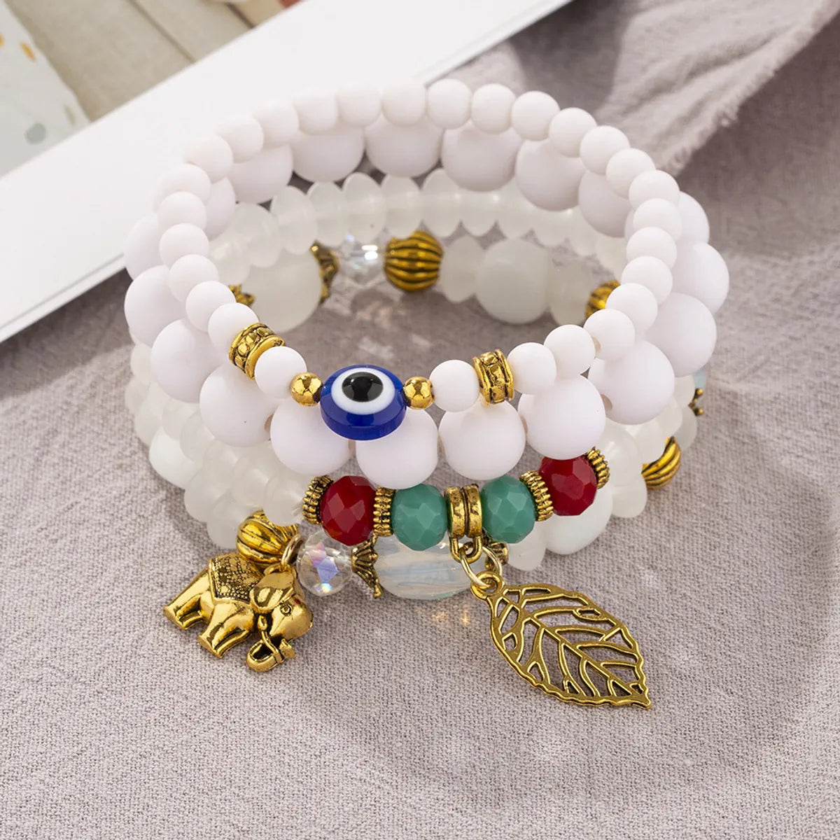 Casual Retro Simple Style Leaf Elephant Arylic Alloy Glass Wholesale Bracelets