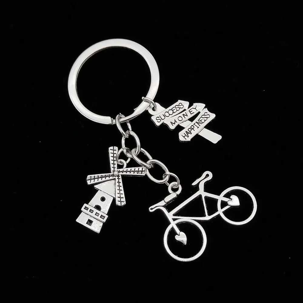 Casual Retro Simple Style Letter Bicycle Alloy Plating Keychain