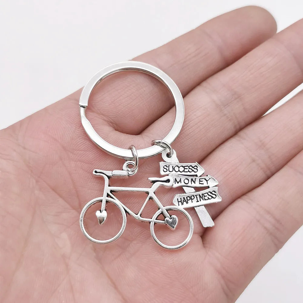 Casual Retro Simple Style Letter Bicycle Alloy Plating Keychain