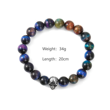 Casual Retro Skull Stainless Steel Agate Ore Beaded Unisex Bracelets