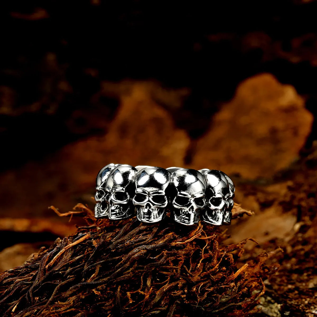 Casual Retro Skull Stainless Steel Polishing Men'S Rings