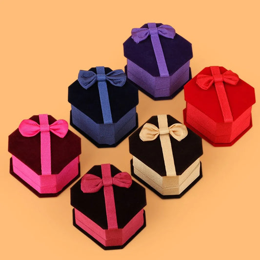 Casual Retro Solid Color Flannel Jewelry Boxes