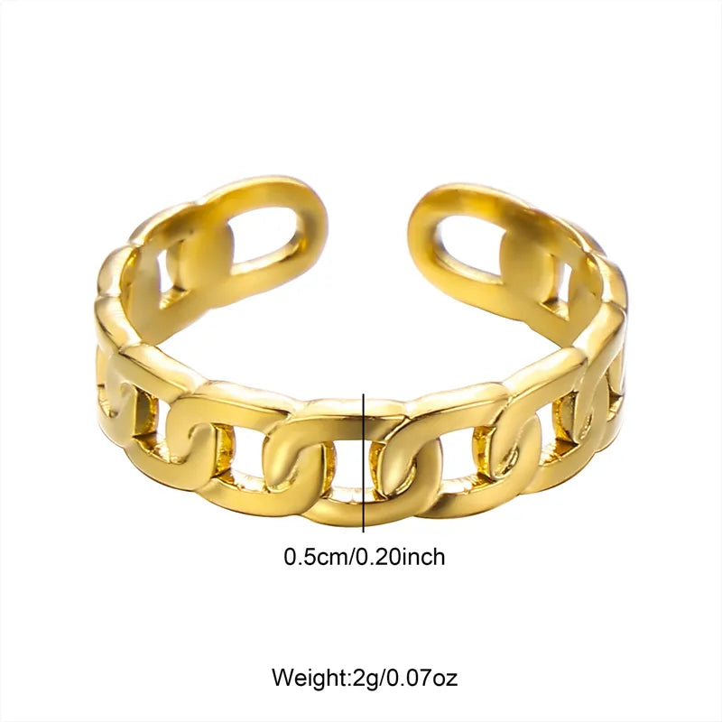 Wholesale Jewelry Casual Retro Solid Color 304 Stainless Steel Hollow Out Open Rings