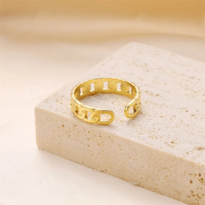 Wholesale Jewelry Casual Retro Solid Color 304 Stainless Steel Hollow Out Open Rings