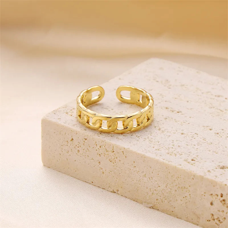 Wholesale Jewelry Casual Retro Solid Color 304 Stainless Steel Hollow Out Open Rings