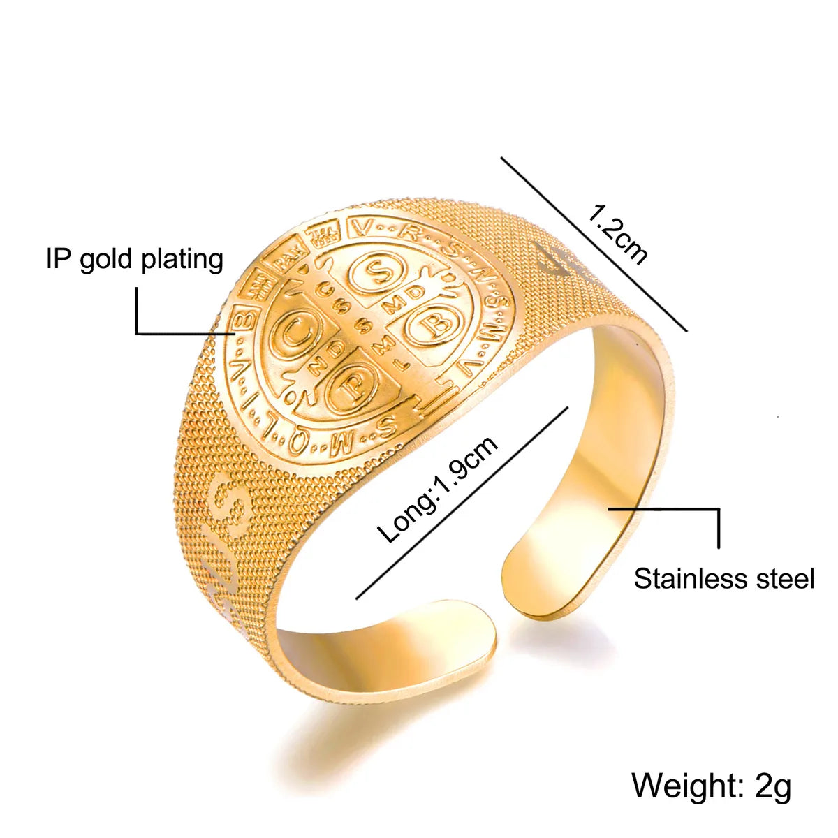 Casual Retro Solid Color 304 Stainless Steel Unisex Open Rings