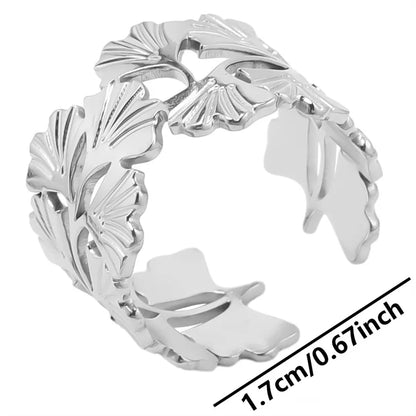 Casual Rock Modern Style Leaves 304 Stainless Steel Plating 18K Gold Plated Unisex Open Rings