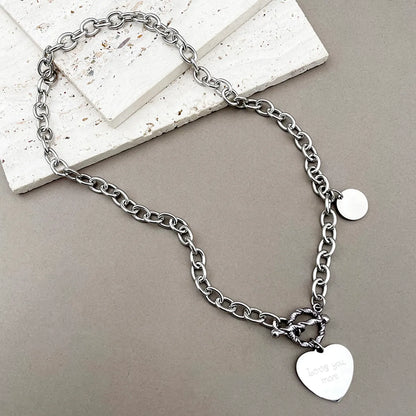 Casual Romantic Simple Style Heart Shape Stainless Steel Necklace In Bulk