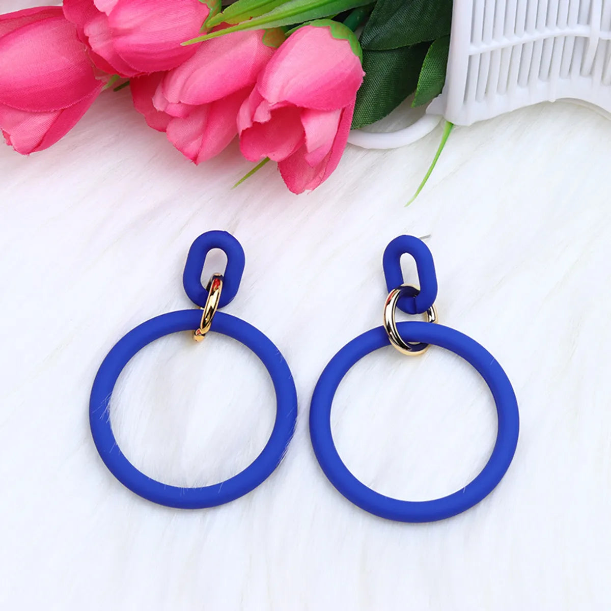 Casual Round Arylic Spray Paint Women's Earrings