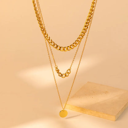 Casual Round Copper Gold Plated Layered Necklaces In Bulk