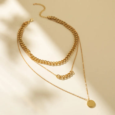 Casual Round Copper Gold Plated Layered Necklaces In Bulk