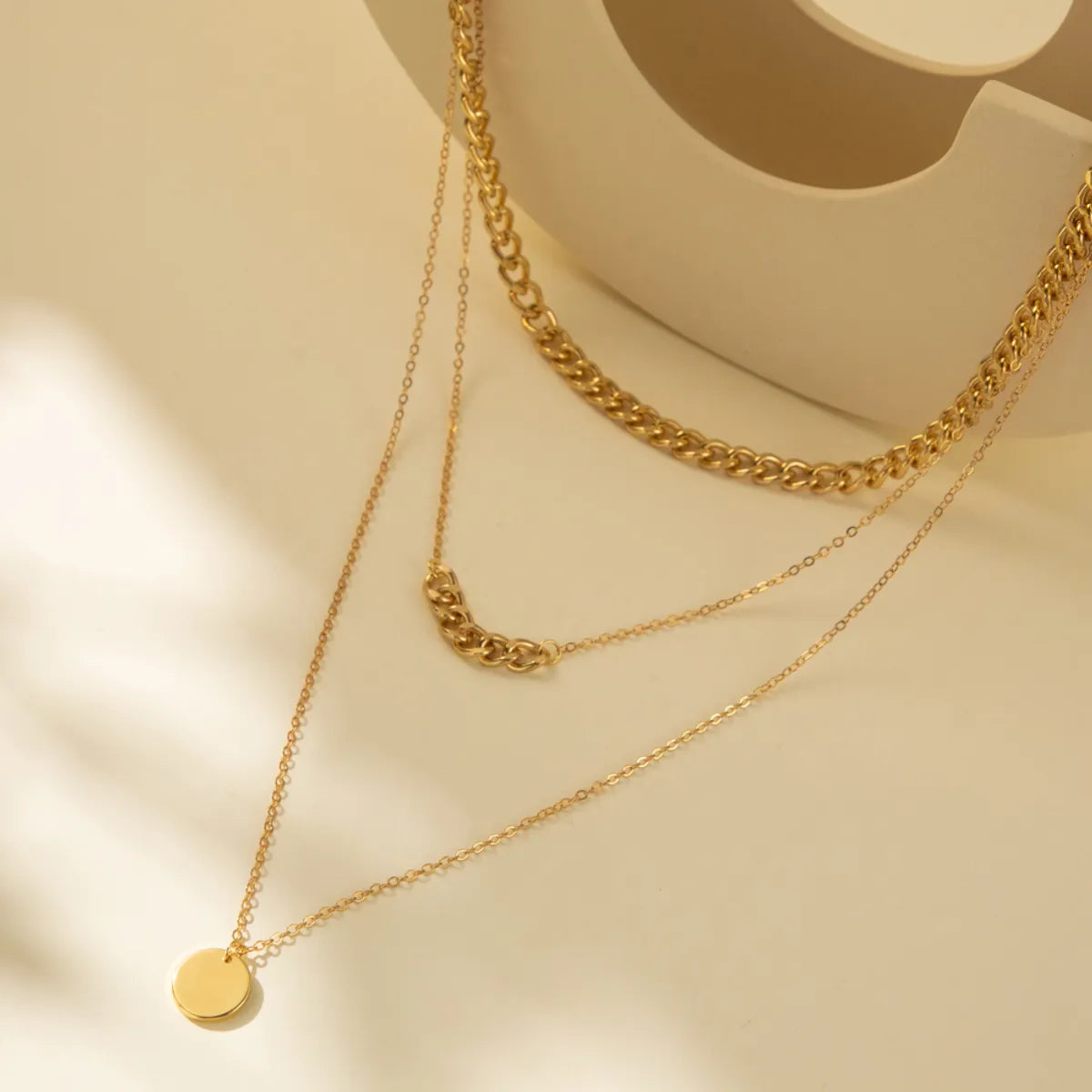 Casual Round Copper Gold Plated Layered Necklaces In Bulk