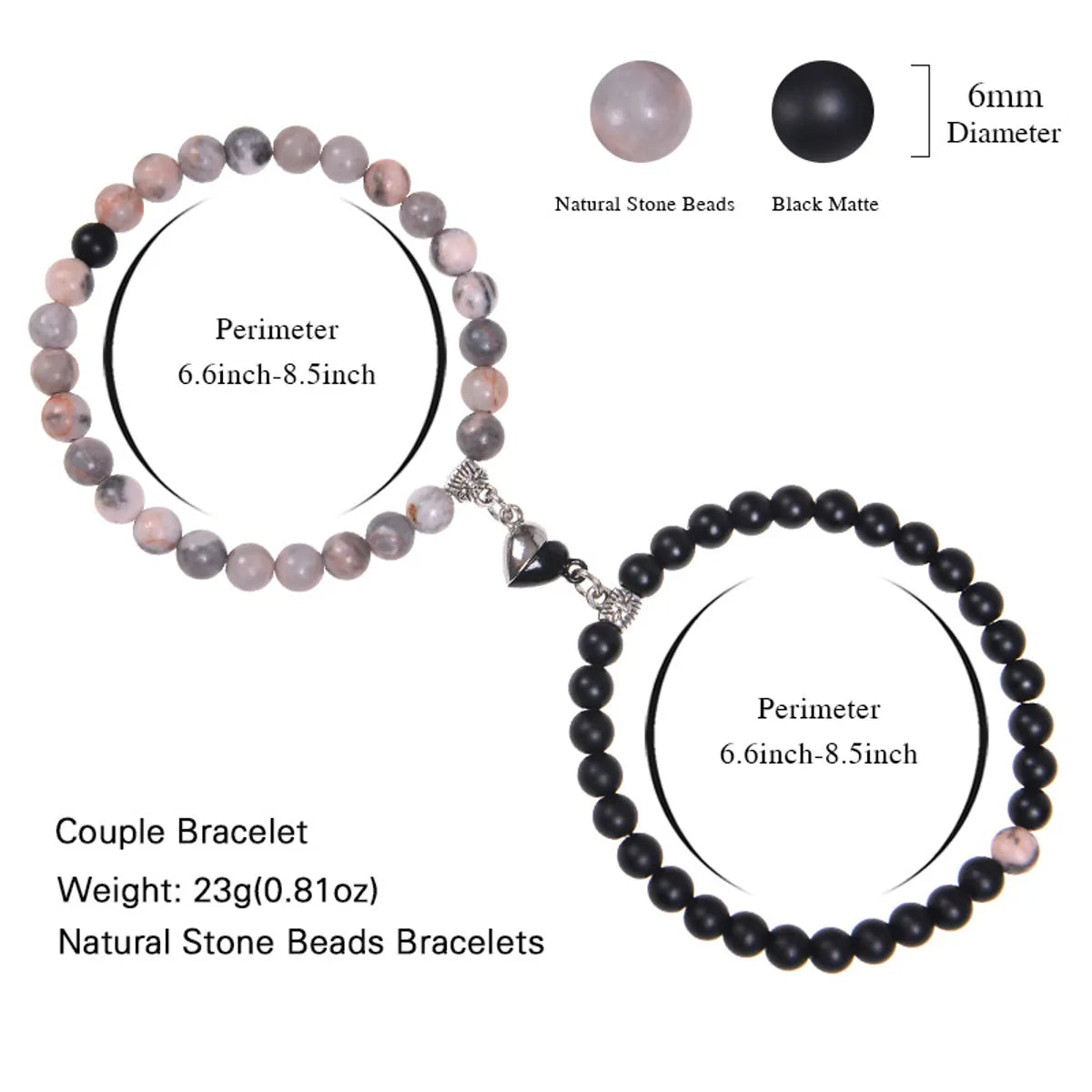 Casual Round Howlite Frosted Stone Crystal Bracelets