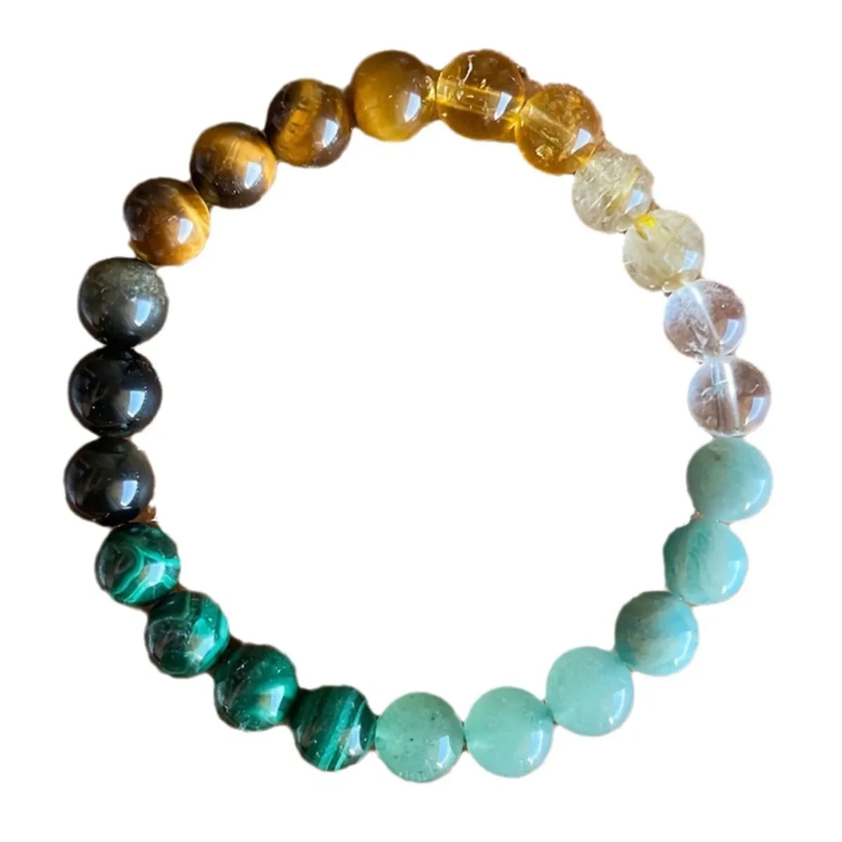 Casual Round Natural Stone Malachite Bracelets In Bulk