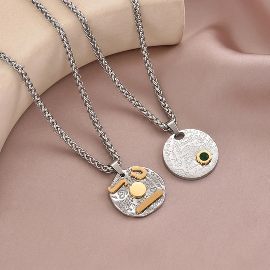 Casual Round Stainless Steel Zircon Pendant Necklace