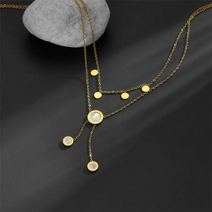 Casual Round Titanium Steel Plating Pendant Necklace