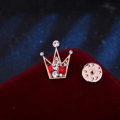 Casual Shiny Crown Alloy Plating Inlay Rhinestones Men'S Brooches