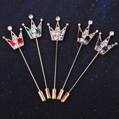 Casual Shiny Crown Alloy Plating Inlay Rhinestones Men'S Brooches