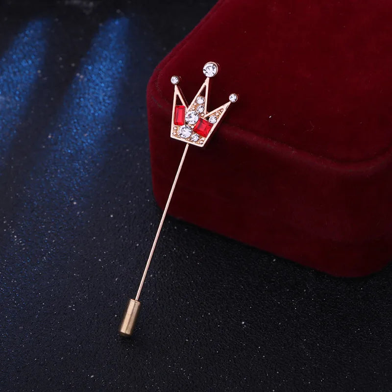 Casual Shiny Crown Alloy Plating Inlay Rhinestones Men'S Brooches