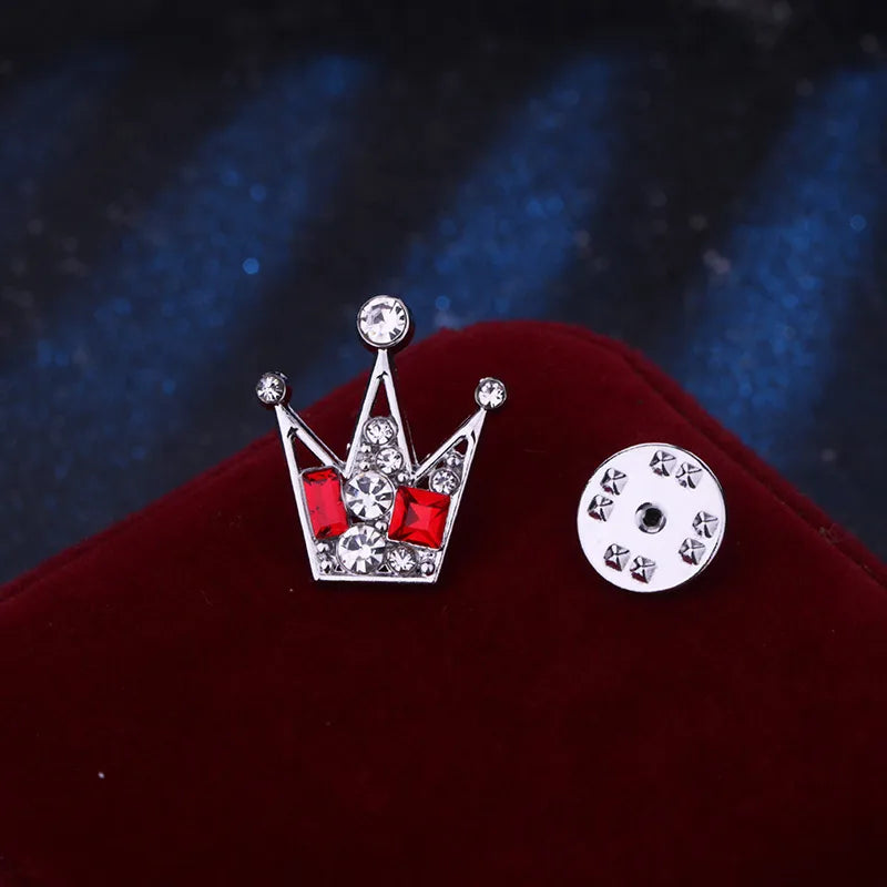 Casual Shiny Crown Alloy Plating Inlay Rhinestones Men'S Brooches