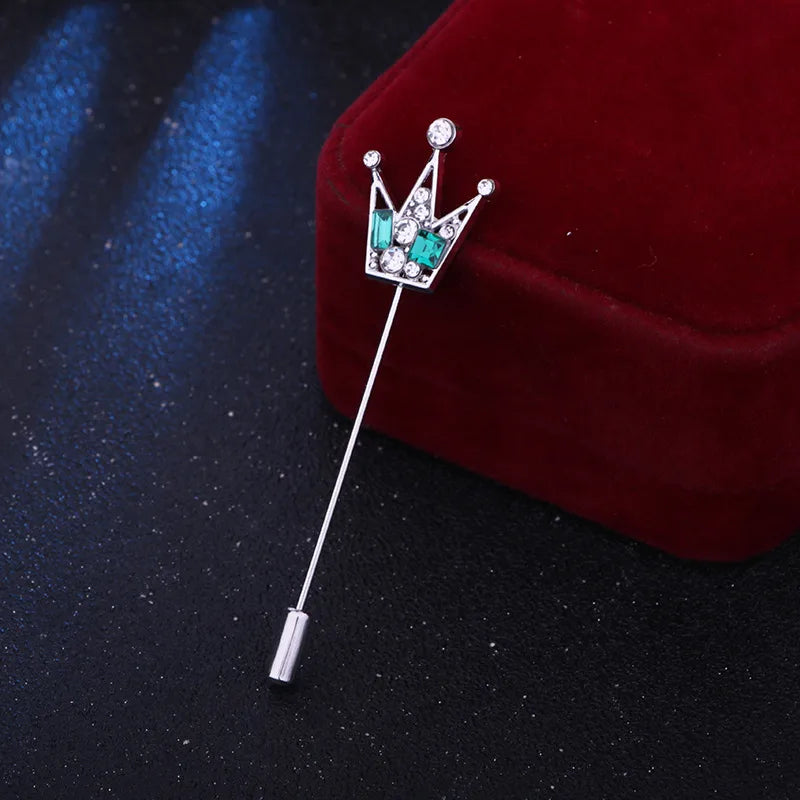 Casual Shiny Crown Alloy Plating Inlay Rhinestones Men'S Brooches