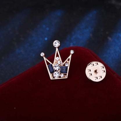 Casual Shiny Crown Alloy Plating Inlay Rhinestones Men'S Brooches